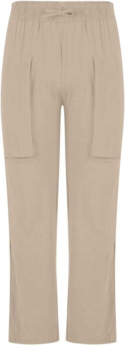 Linen Pants for Mens Casual Pants Drawstring Beach Trousers Relaxed-Fit Yoga Pants Soft Elastic Waist Pants