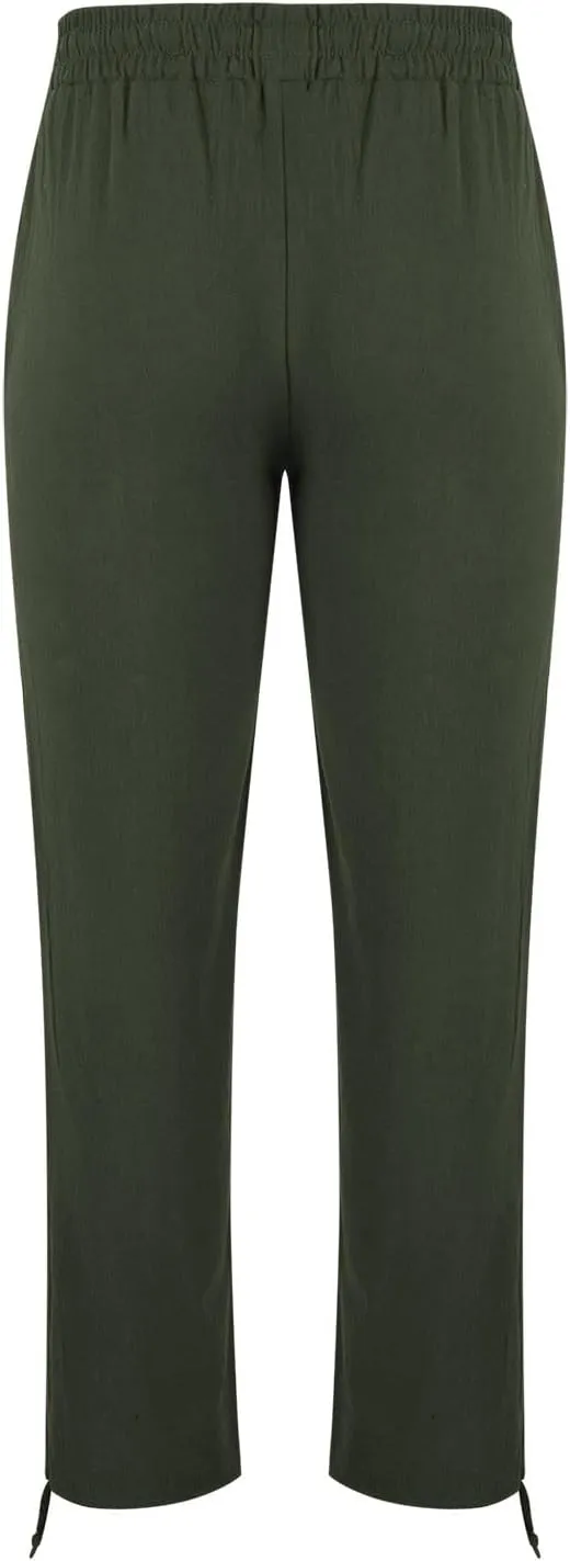 Linen Pants for Mens Casual Pants Drawstring Beach Trousers Relaxed-Fit Yoga Pants Soft Elastic Waist Pants