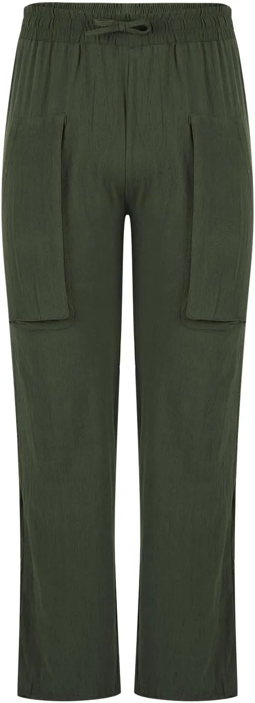 Linen Pants for Mens Casual Pants Drawstring Beach Trousers Relaxed-Fit Yoga Pants Soft Elastic Waist Pants