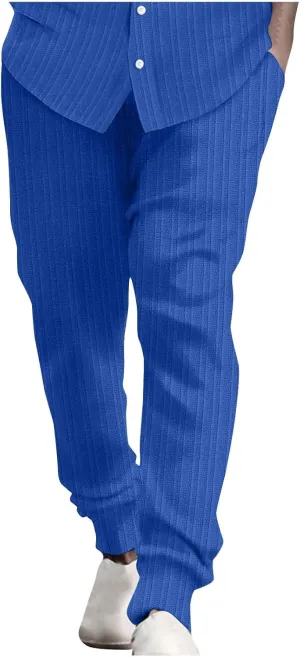 Linen Pants for Mens Casual Pants Relaxed-Fit Beach Trousers Summer Yoga Pants Soft Elastic Waist Pants