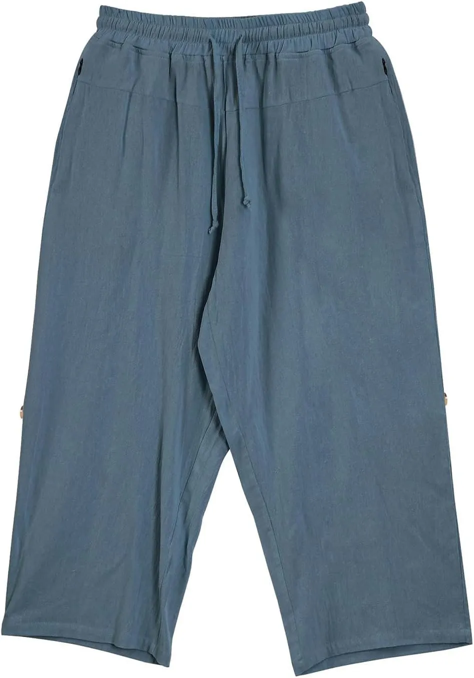 Linen Pants Mens Casual Pants Drawstring Beach Trousers Relaxed-Fit Yoga Pants Soft Elastic Waist Pants