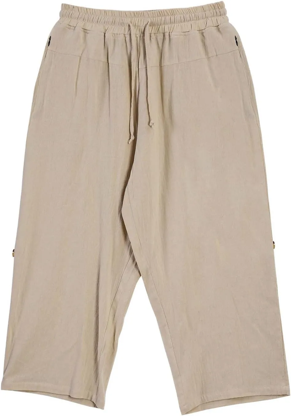 Linen Pants Mens Casual Pants Drawstring Beach Trousers Relaxed-Fit Yoga Pants Soft Elastic Waist Pants