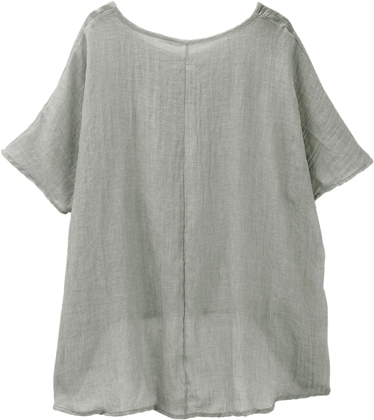 Linen Shirts for Women Summer Casual Trendy Boho Plus Size Shirts Crewneck Short Sleeve Cute Tops Loose Fit Blouses