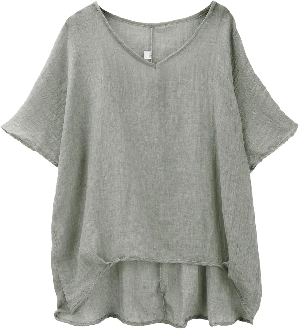 Linen Shirts for Women Summer Casual Trendy Boho Plus Size Shirts Crewneck Short Sleeve Cute Tops Loose Fit Blouses
