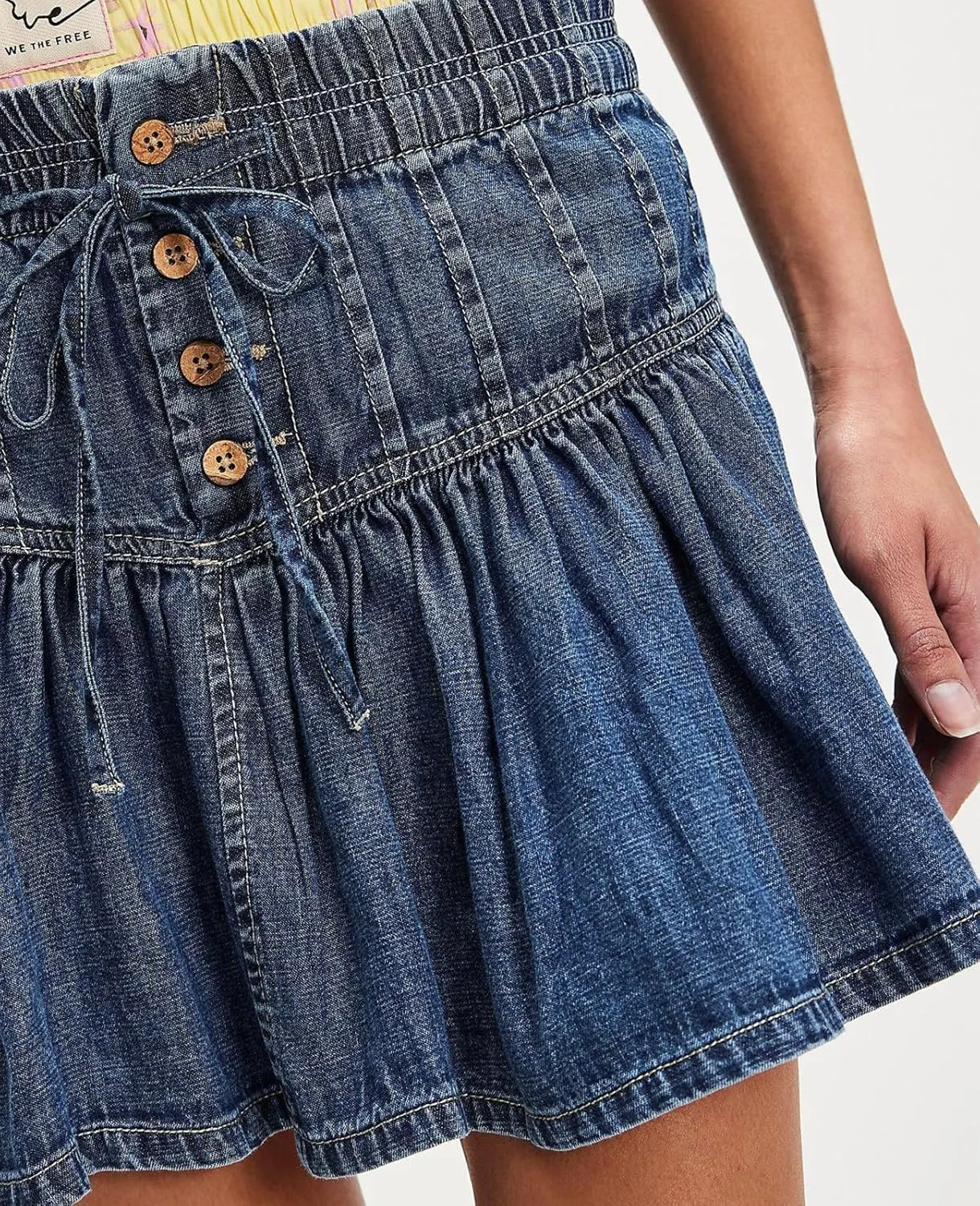 Lisskolo Womens Pleated Jean Shorts Denim Ruffle Short Mini Jean Skirt High Waisted Flare Wide Leg Summer Denim Shorts