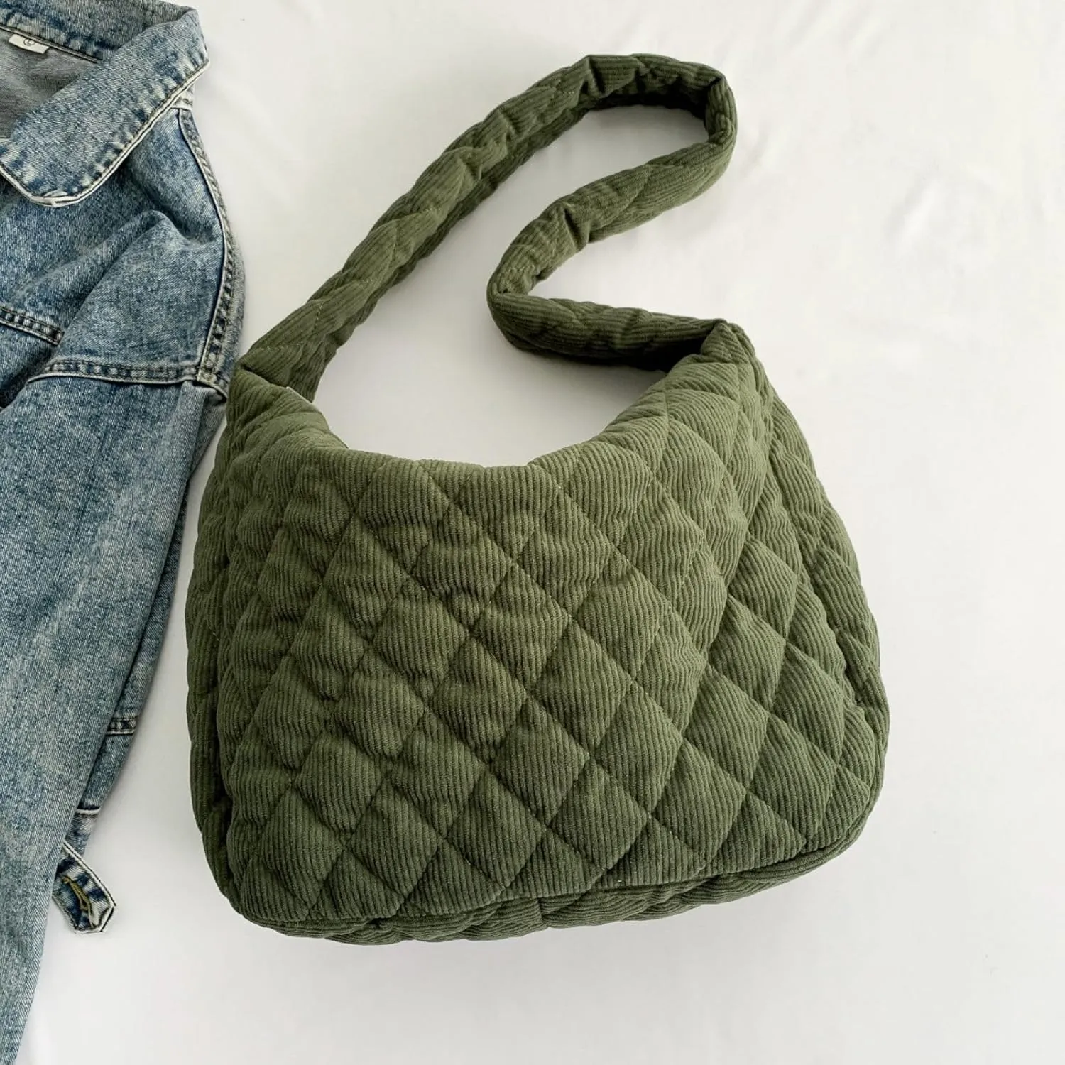 Makukke Corduroy Tote Bag - Women's Shoulder Handbag - Big Capacity Hobo - Casual Work Shopping