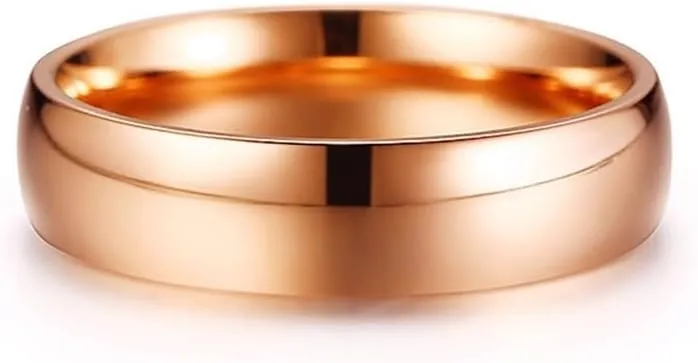 Matching Wedding Rings for Him and Her, Couples Promise Rings Set Stainless Steel Comfort Fit Polished Rose Gold Ring 5mm