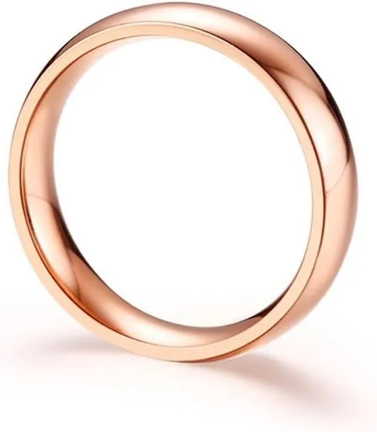 Matching Wedding Rings for Him and Her, Couples Promise Rings Set Stainless Steel Comfort Fit Polished Rose Gold Ring 5mm