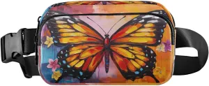 MCHIVER Art Painting Butterfly Fanny Pack for Women Men Crossbody Belt Bag Fashion Waist Packs Purse with Adjustable Strap Waist Pouch for Outdoors Workout Travel