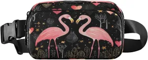 MCHIVER Flamingos Heart Fanny Pack for Women Men Crossbody Belt Bag Fashion Waist Packs Purse with Adjustable Strap Waist Pouch for Outdoors Workout Travel