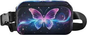 MCHIVER Glowing Butterfly Fanny Pack for Women Men Crossbody Belt Bag Fashion Waist Packs Purse with Adjustable Strap Waist Pouch for Workout Travel Outdoors