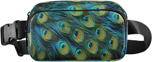 MCHIVER Peacock Feathers Fanny Pack for Women Men Crossbody Belt Bag Fashion Waist Packs Purse with Adjustable Strap Bumbags for Outdoors Shopping Traveling