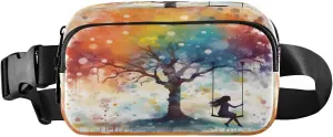 MCHIVER Rainbow Tree Girl Fanny Pack for Women Men Crossbody Belt Bag Fashion Waist Packs Purse with Adjustable Strap Waist Pouch for Workout Travel Outdoors