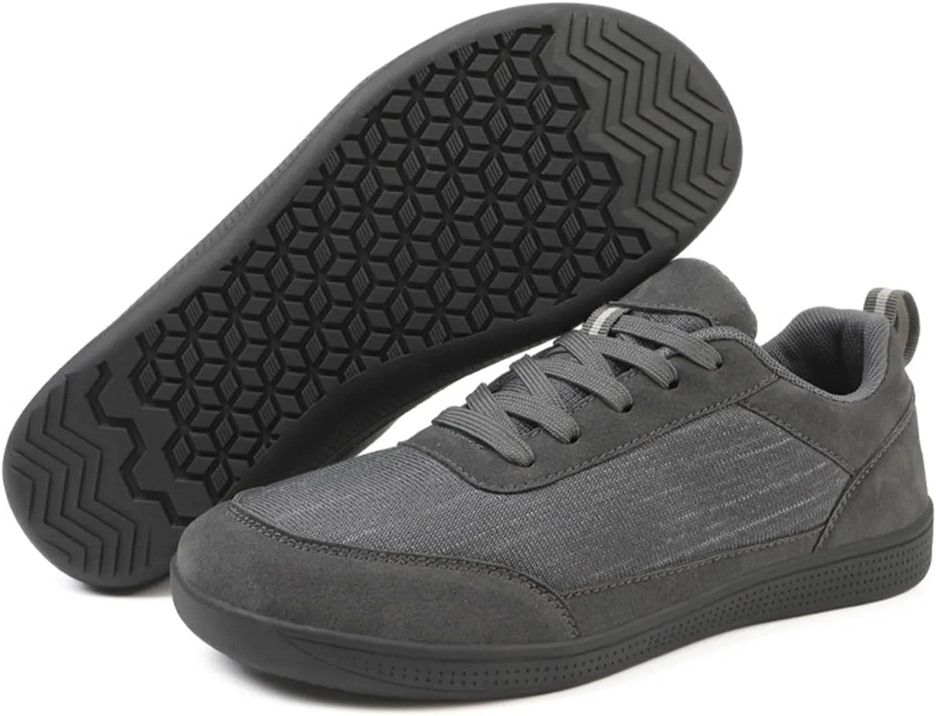 Mens Barefoot Wide Toe Box Shoes Round Head Non Slip Shoes Lightweight Zero Drop Lace Up Colorblock Minimalist Walking Sneakers Casual Trendy Breathable Outdoor Running Jogging Sneakers
