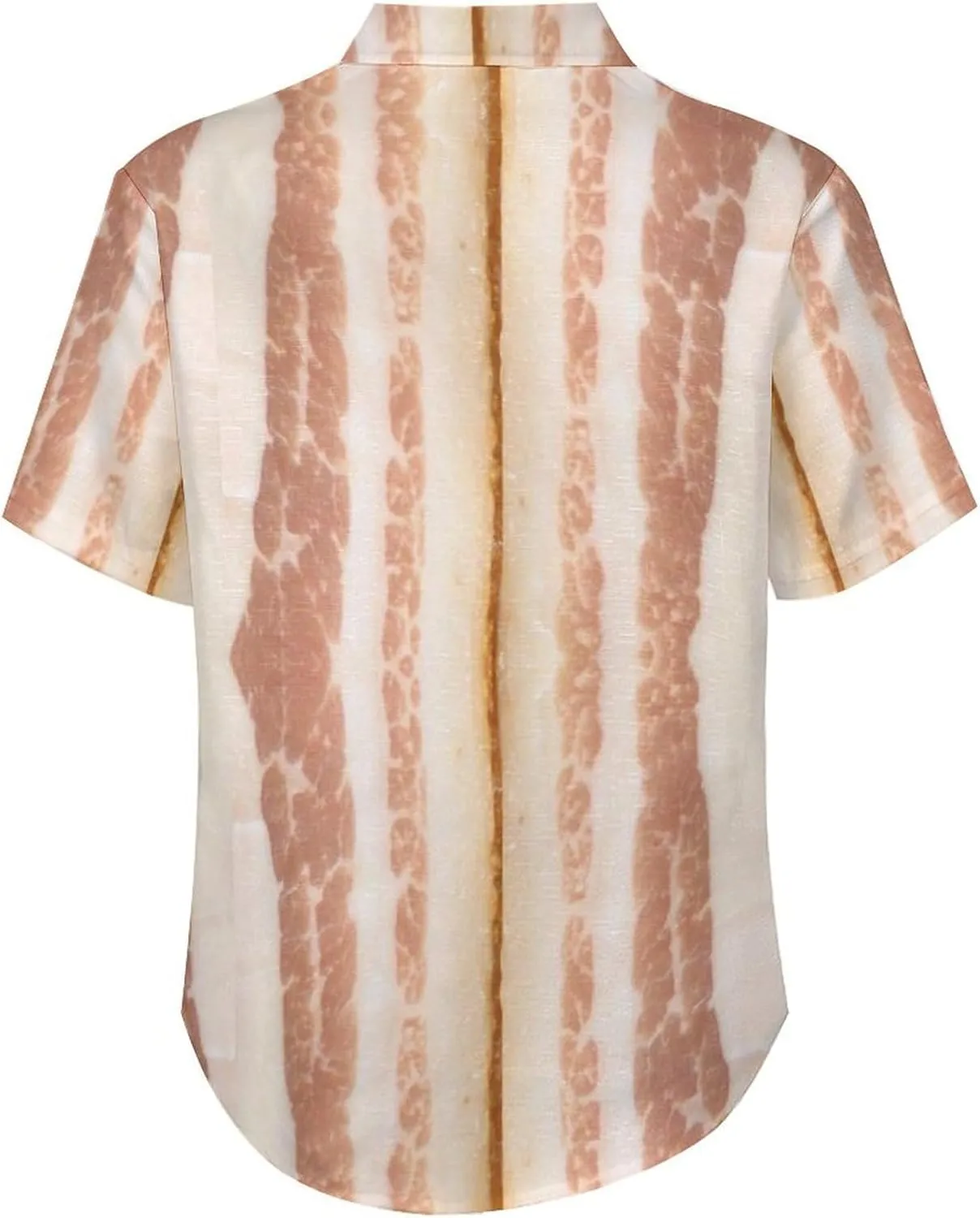 Men's Button Down Shirts Bacon Arranged Stripes Short Sleeve Casual Shirts Summer Beach Shirts with Pocket