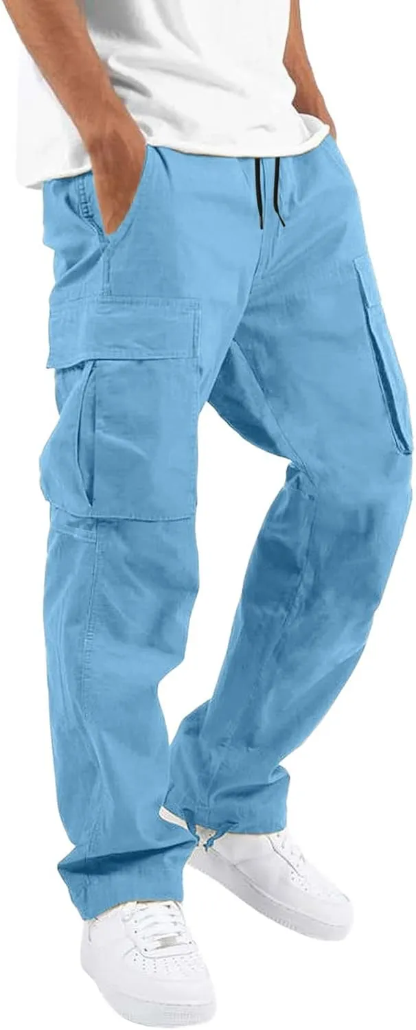 Mens Cargo Pants Relaxed Fit Hiking Sweatpants Casual Athletic Jogger Sports Outdoor Trousers with Pockets