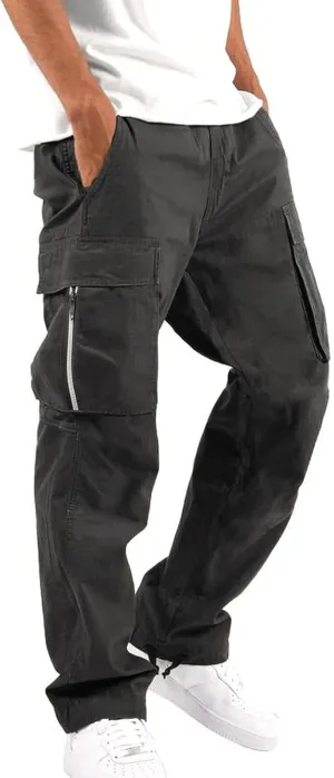Mens Cargo Pants Relaxed Fit Hiking Sweatpants Casual Athletic Jogger Sports Outdoor Trousers with Pockets