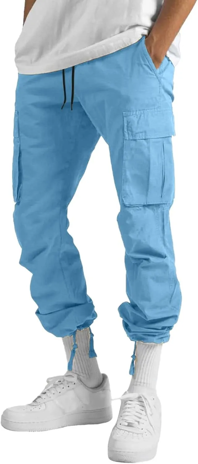 Mens Cargo Pants Relaxed Fit Hiking Sweatpants Casual Athletic Jogger Sports Outdoor Trousers with Pockets