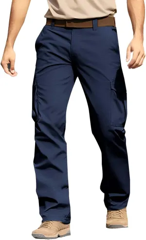 Mens Cargo Pants Relaxed Fit Hiking Work Pants Ripstop Lightweight Flex Tactical Pants with Pockets Chino Pants
