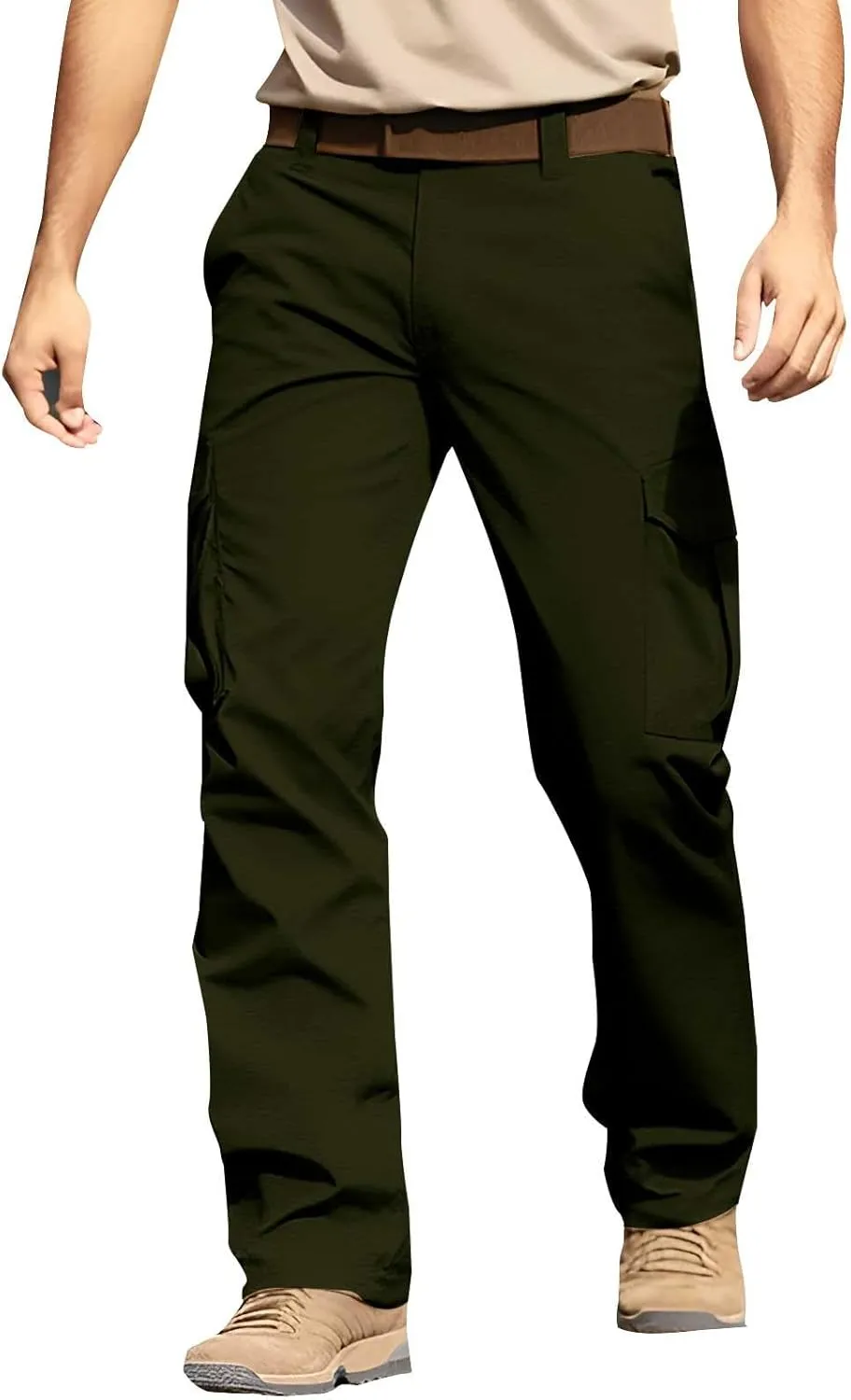 Mens Cargo Pants Relaxed Fit Hiking Work Pants Ripstop Lightweight Flex Tactical Pants with Pockets Chino Pants