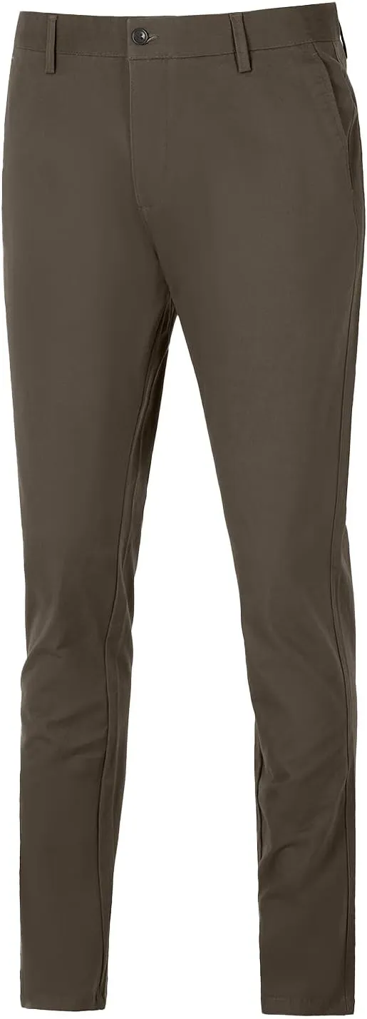 Men's Casual Dress Pants for Men Relaxed Fit Cotton Elastic Waist Business Work Pants