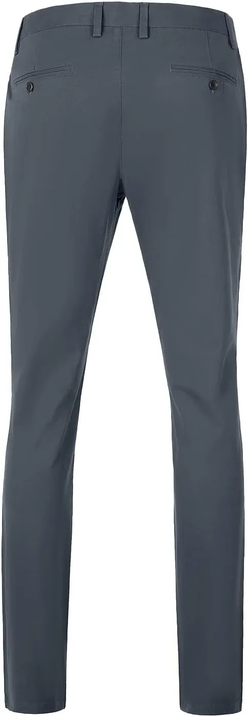 Men's Casual Dress Pants for Men Relaxed Fit Cotton Elastic Waist Business Work Pants
