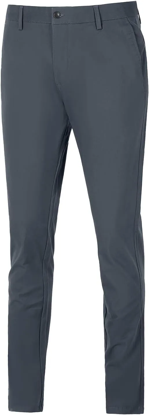 Men's Casual Dress Pants for Men Relaxed Fit Cotton Elastic Waist Business Work Pants