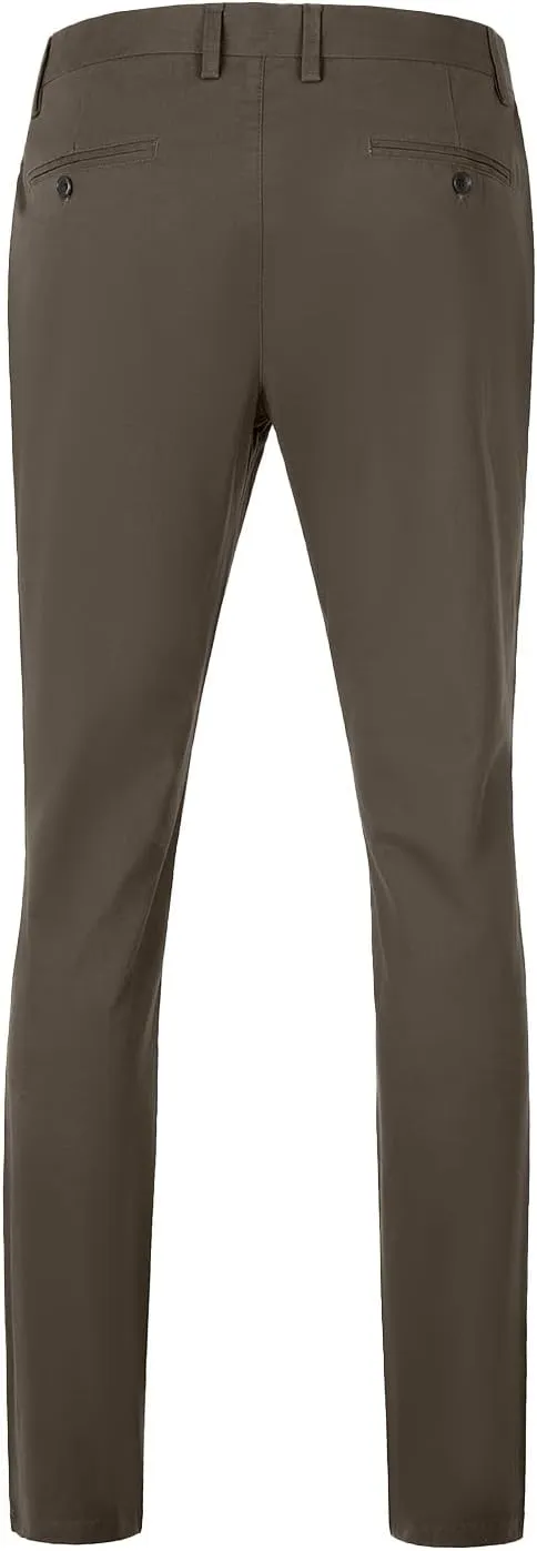 Men's Casual Dress Pants for Men Relaxed Fit Cotton Elastic Waist Business Work Pants