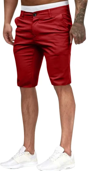 Mens Casual Fashion Suit Shorts Slim Fitting Solid Color Formal Office Business Bermuda Military Combat Tactical Hiking Pants