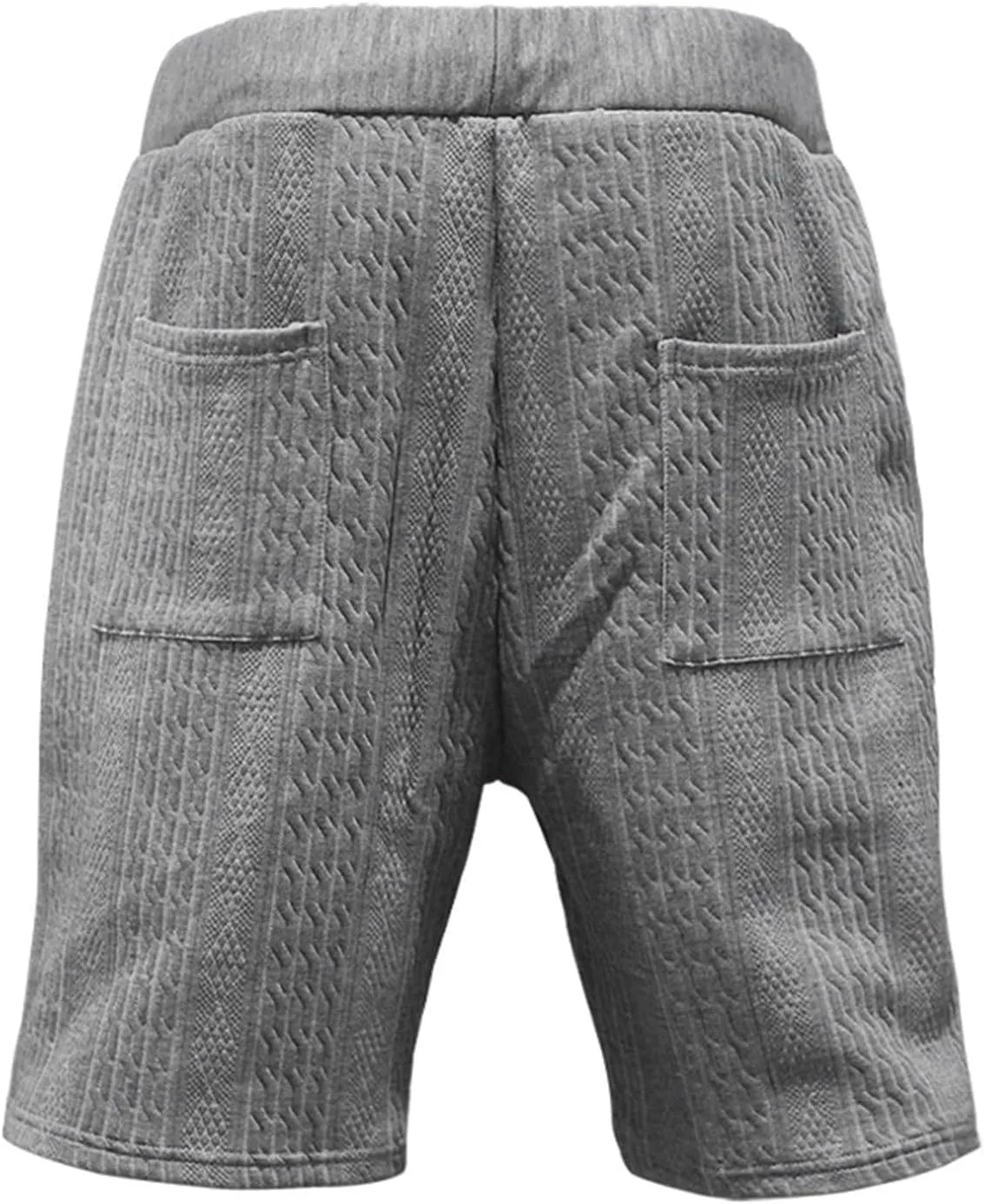 Mens Cozy Casual Shorts Expandable Drawstring Waisted Textured Solid Bermuda Summer Lightweight Comfortable Daily Home Pants