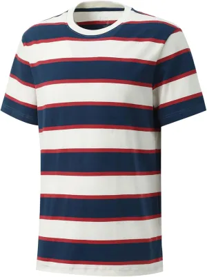 Men's Fashion Casual Cotton Loose Fit Crewneck Classic Striped T-Shirt