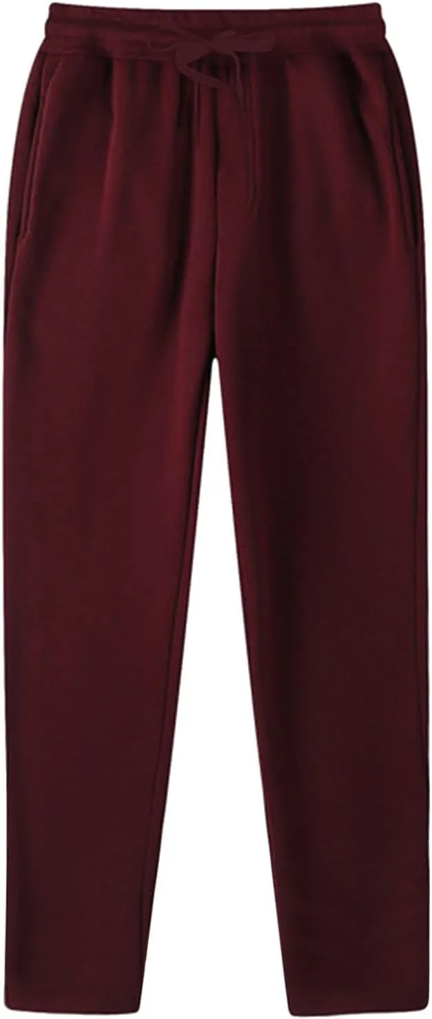 Men's Fleece Cargo Sweatpants Solid Color Joggers Lounge Relaxed Fit Overalls Business Trousers with Pocket