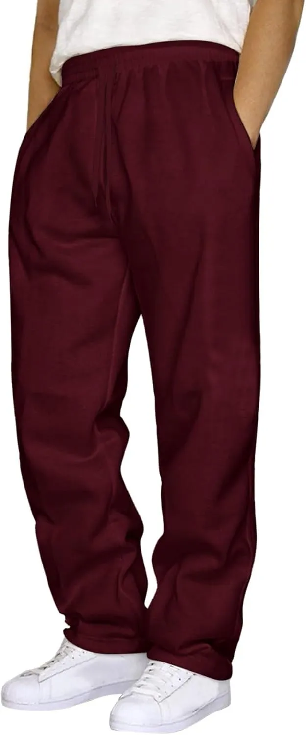 Men's Fleece Cargo Sweatpants Solid Color Joggers Lounge Relaxed Fit Overalls Business Trousers with Pocket