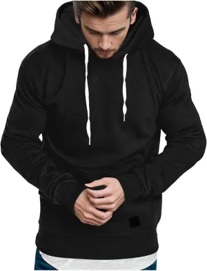 Mens Hoodies,Men's Slim Fit Long Sleeve Lightweight Zip-up Solid Hoodie with Kanga Pocket Hooded Sweatshirts Sweaters