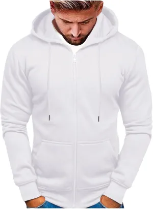 Mens Hoodies,Men's Slim Fit Long Sleeve Lightweight Zip-up Solid Hoodie with Kanga Pocket Hooded Sweatshirts Sweaters