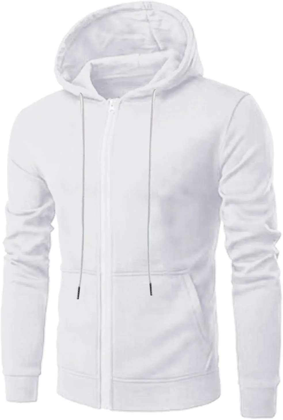 Mens Hoodies,Men's Slim Fit Long Sleeve Lightweight Zip-up Solid Hoodie with Kanga Pocket Hooded Sweatshirts Sweaters