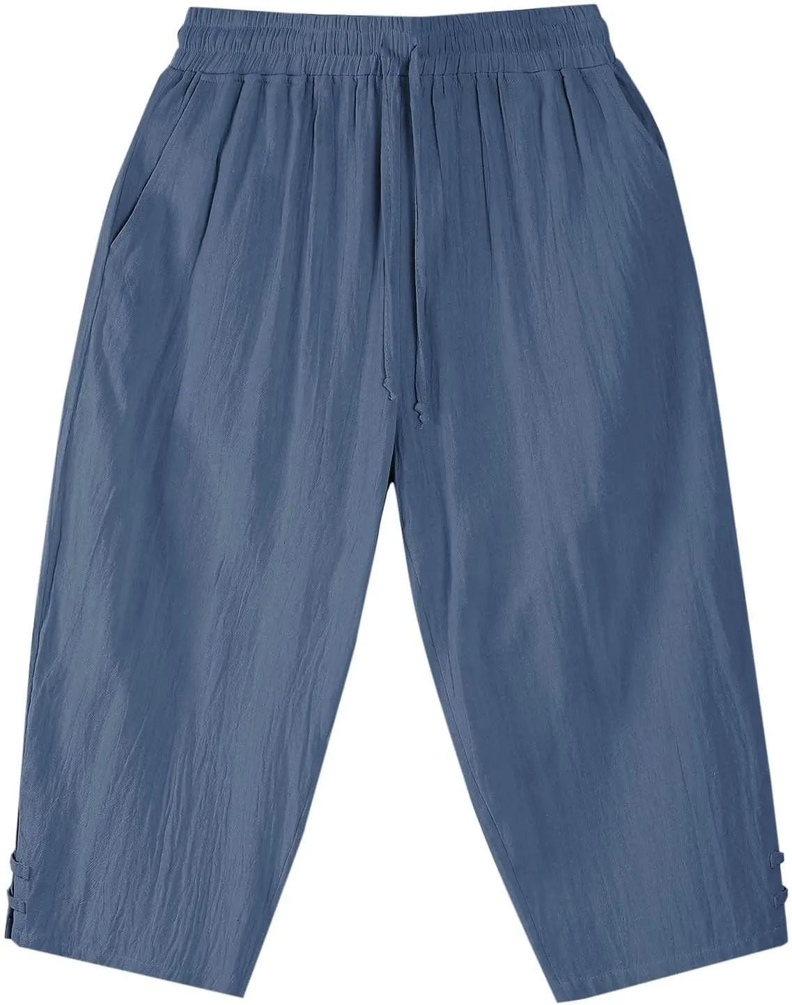 Men's Linen Pants Casual Pants Drawstring Beach Trousers Relaxed-Fit Yoga Pants Summer Elastic Waist Pants