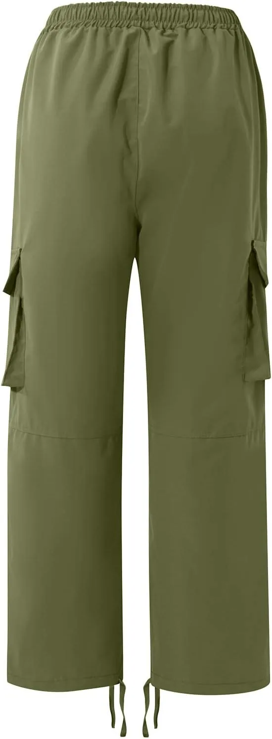 Men's Pants Drawstring Multi Pocket Casual Pants Hiking Cotton Twill Combat Pants Khaki Mens Relaxed Fit