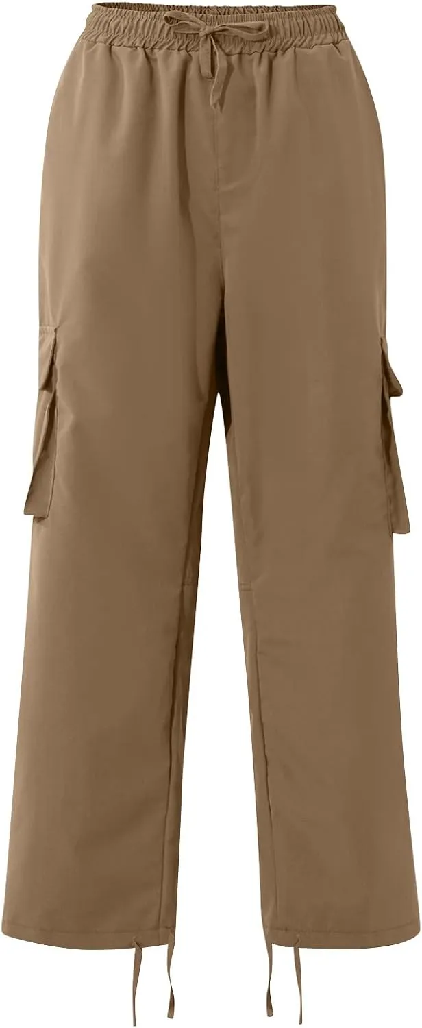 Men's Pants Drawstring Multi Pocket Casual Pants Hiking Cotton Twill Combat Pants Khaki Mens Relaxed Fit