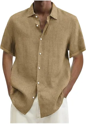 Mens Short Sleeve Button Down Shirts Summer Casual Shirts