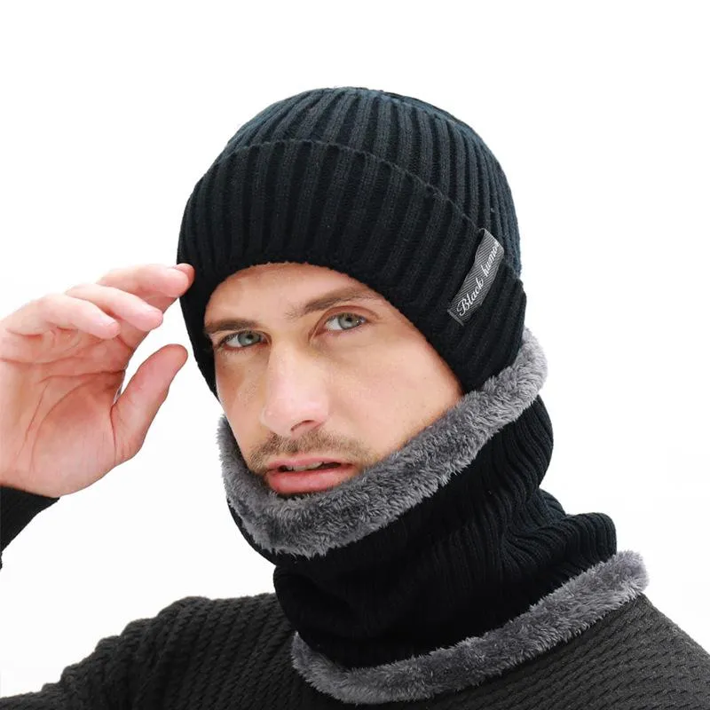 Men's Winter Beanies Scarf Knitted Hat