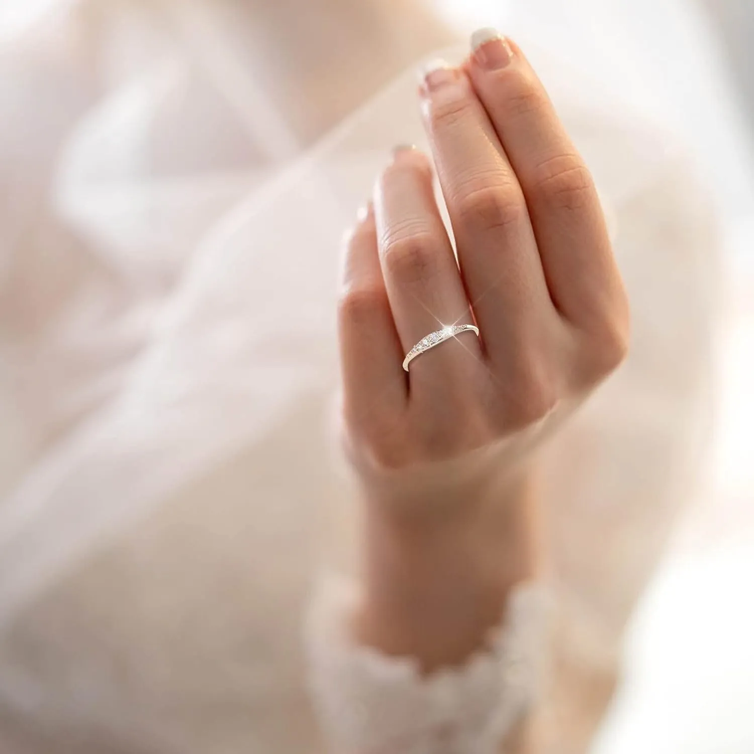 Midi Stackable Love Heart Ring 1MM Band For Teen Valentine's Day Minimalist CZ Gold Plated Silver Cubic Zirconia