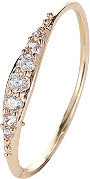 Midi Stackable Love Heart Ring 1MM Band For Teen Valentine's Day Minimalist CZ Gold Plated Silver Cubic Zirconia