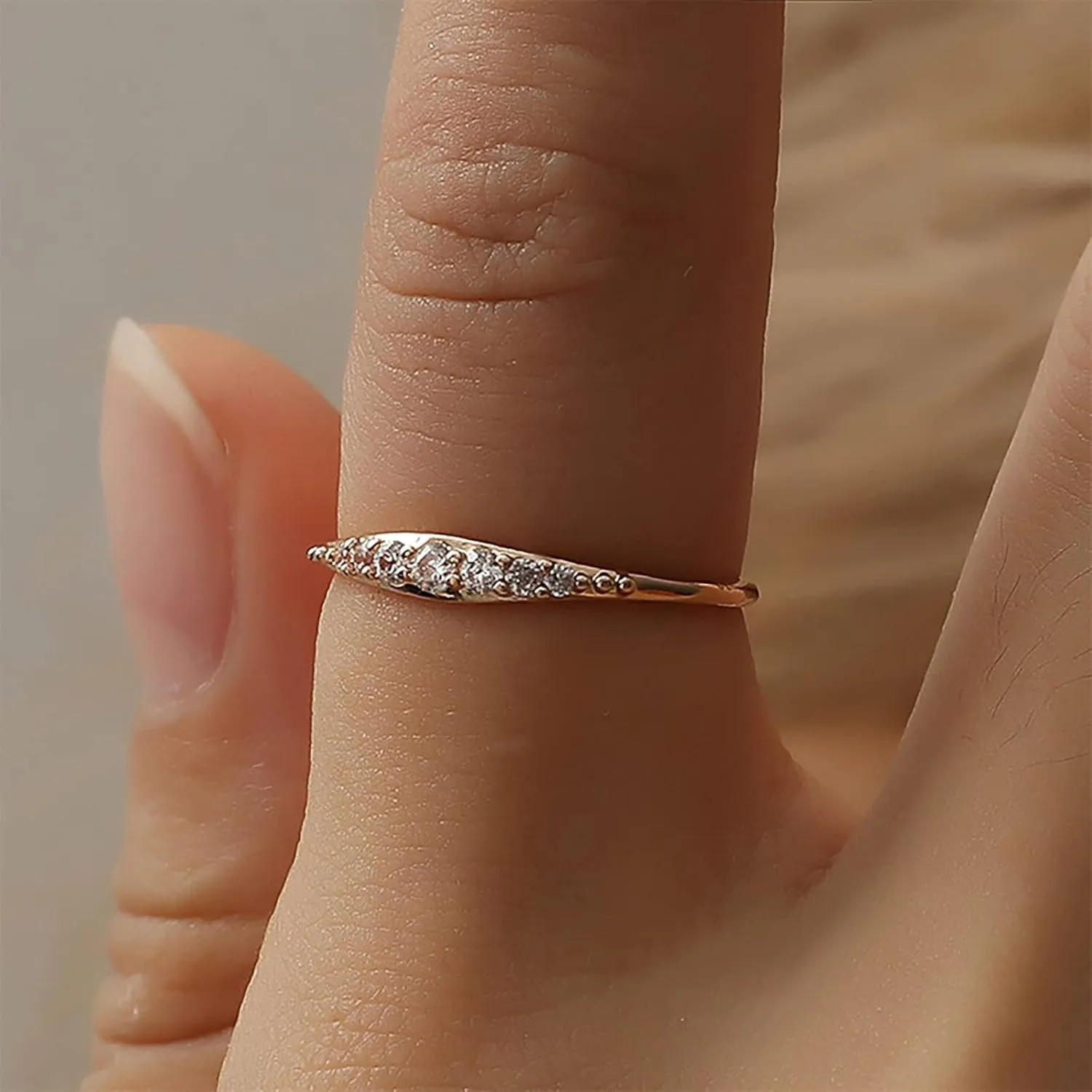 Midi Stackable Love Heart Ring 1MM Band For Teen Valentine's Day Minimalist CZ Gold Plated Silver Cubic Zirconia