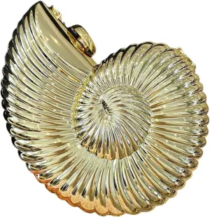 Milumia Women's Metallic Conch Shape Clutch Purse Elegant Chain Strap Mini Crossbody Bags