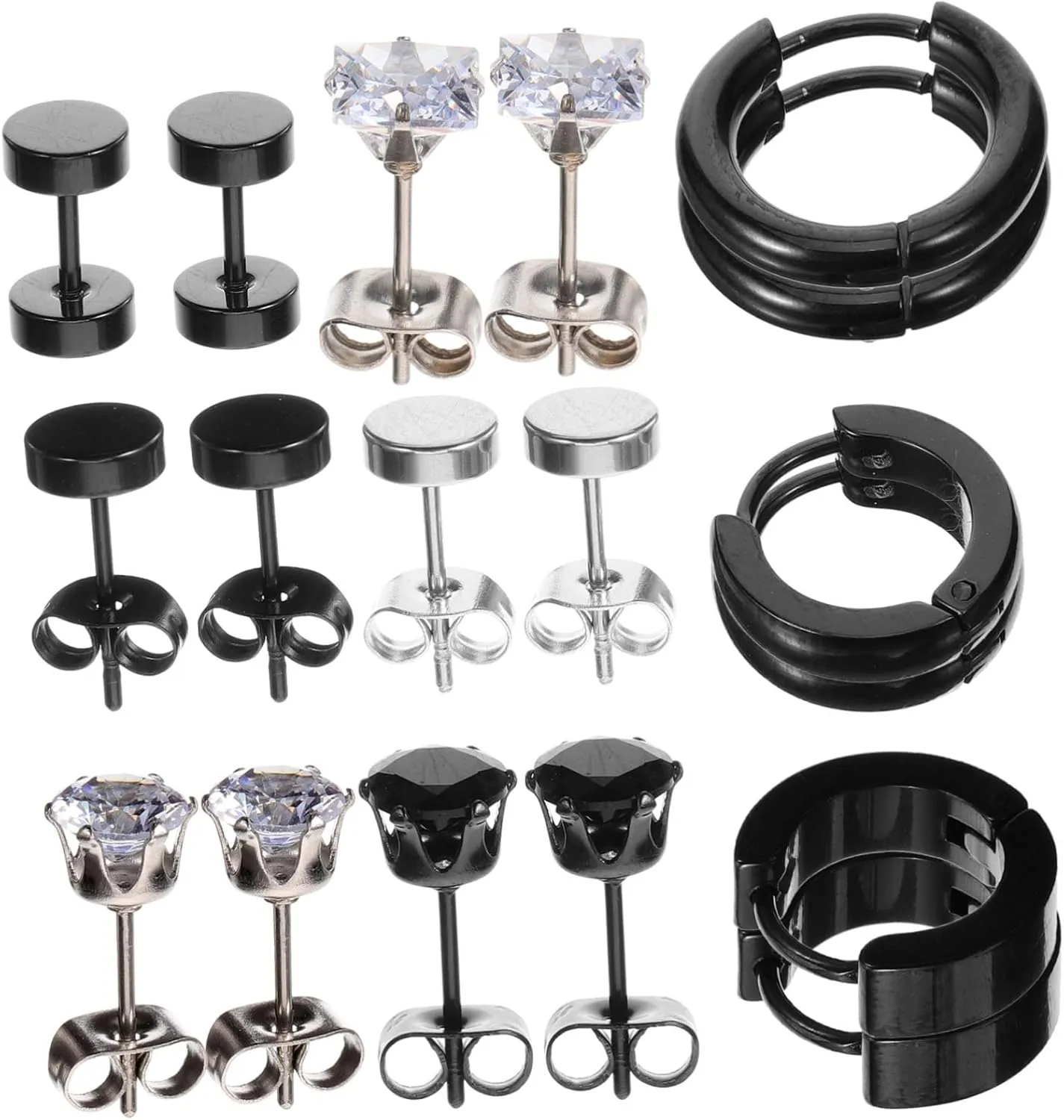Mini Hoops Earrings Set for Women 9 Pairs Cz Hoop Earrings Minimalist Fashion Jewelry Lightweight Titanium Steel