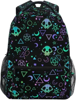 MNSRUU School Backpack Magic Skulls College Knapsack Laptop Rucksack Business Travel Computer Bookbags for Adult Teen One Size