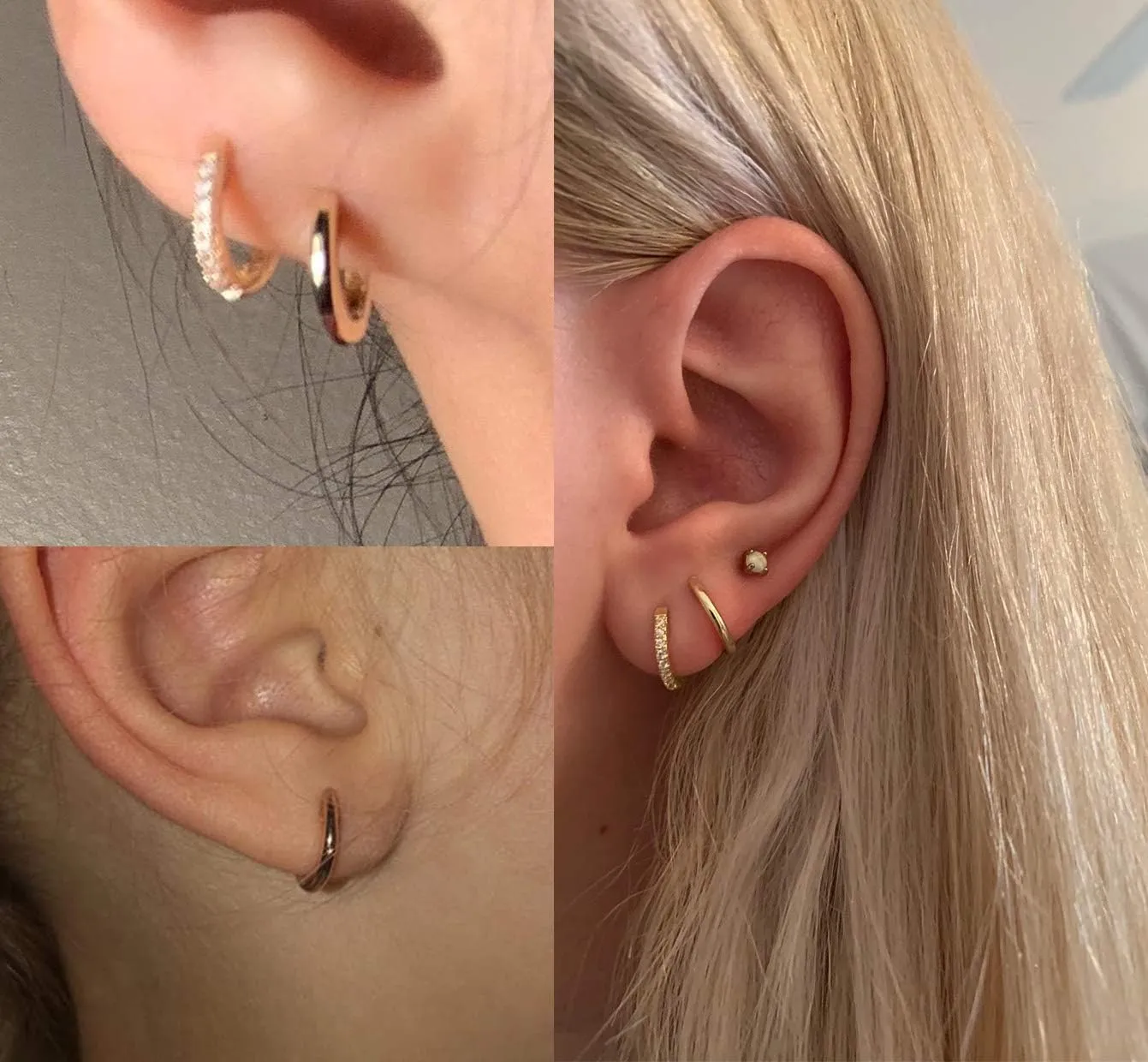 MODRSA Gold Cartilage Earring Silver Cartilage Piercing Jewelry 16g Helix Piercing Jewelry Cartilage Hoop Earring Helix Earrings Silver Cartilage Earring Stud 16 Gauge Cartilage Earrings for Women