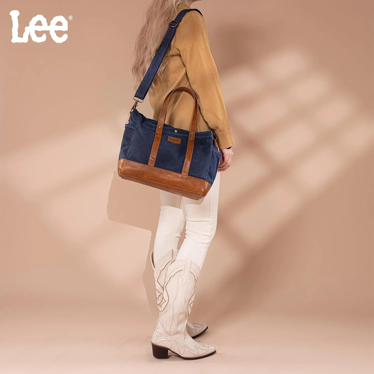 Montana West x Lee Tote Bag for Women Waxed Canvas Shoulder Handbags Crossbody Bag with Adjustable Strap