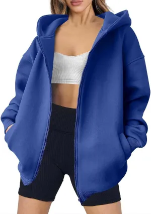 MRGIINRI Womens Zip Up Hoodies 2024 Fall Trendy Oversized Sweatshirts Long Sleeve Fleece Jackets Coat Workout Y2K Outfits